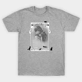 Vintage Design "Young Lady with her Cat" T-Shirt